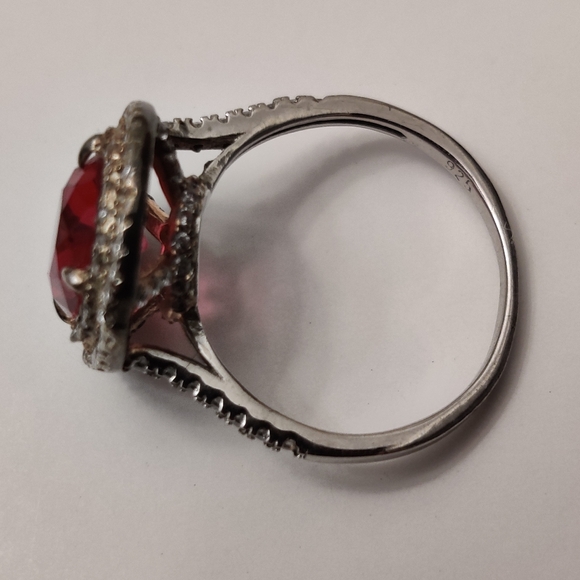 Stunning Ruby and CZ Sterling Silver Ring - Picture 12 of 16